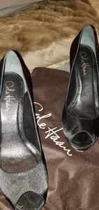 Cole Haan Black Satin Nike Air Heels 8B